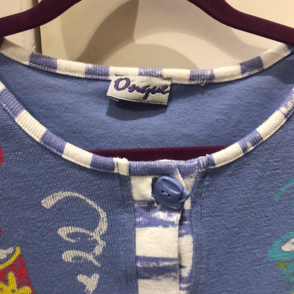 Coffe theme top/jacket. Can be worn  open Decorated w coffee cups. - Picture 2 of 7